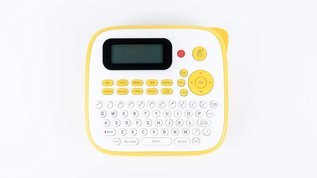 Yellow Desktop Tape Label Maker Machine for Organizing Home and Office