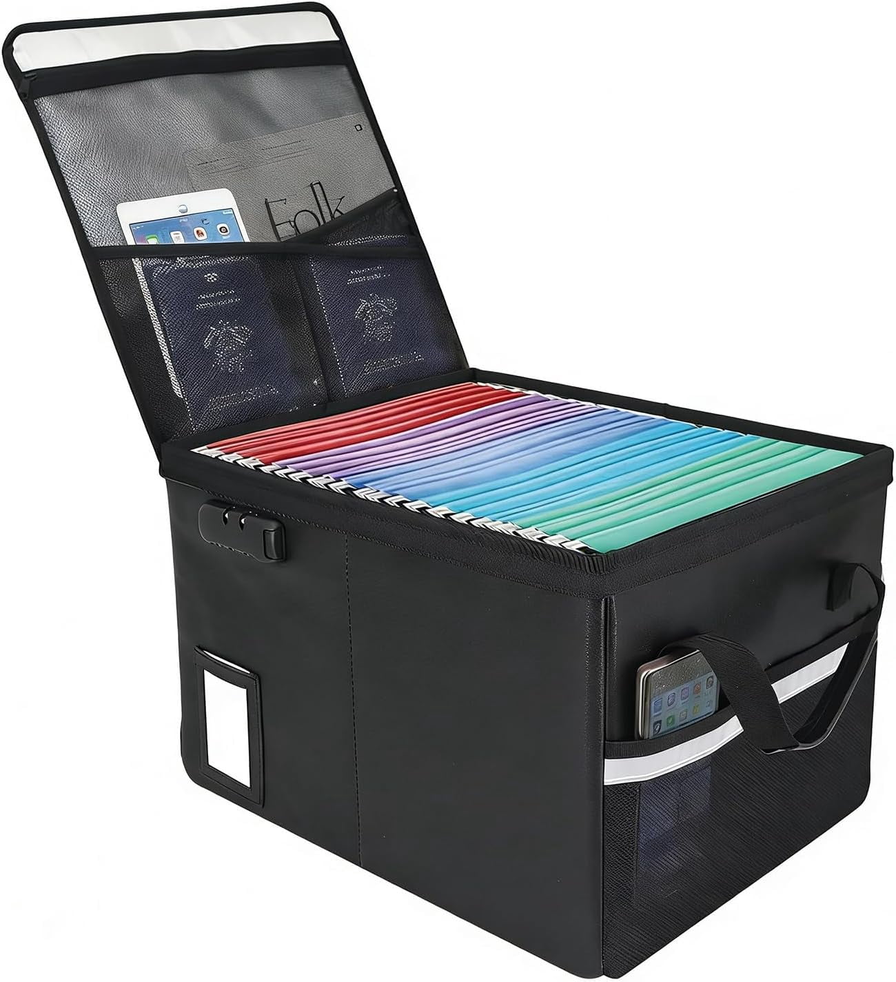 Document File Organizer Box, Storage Filing Cabinet with Lock, Portable Office Safe Box for Hanging Letter/Legal Fold...