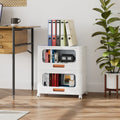 VECELO Stackable Storage Drawers Cabinet with Lids & Wheels, Folding Multi-Tier Collapsible Plastic Storage Boxes for Bedroom Living Room Ki