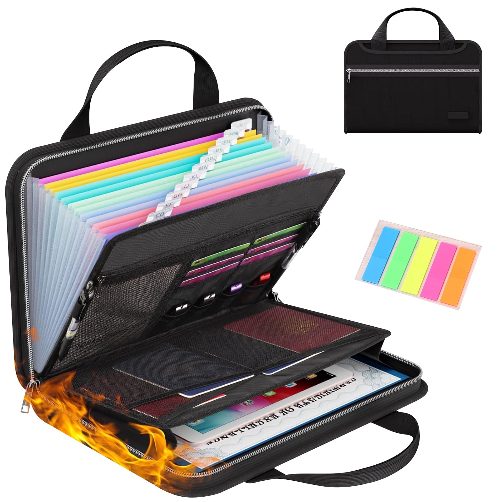 Organizer,Fireproof Expanding Folder with Multi Pockets,13 Pockets Document Organizer with Handle & Labels notesPorta...