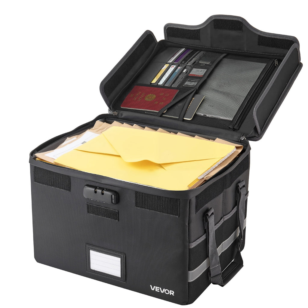 VEVOR Fireproof Document Box, 1832  Heat Insulated Fireproof & Waterproof Box with Lock, Portable File Storage Security Organizer Home Offic