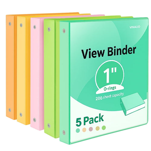 3 Ring Binder, 1 inch Round Ring Binder with 2 Inside Pockets,Clear View Cover for 8.5 x 11'' Letter Size Papers, Hol...