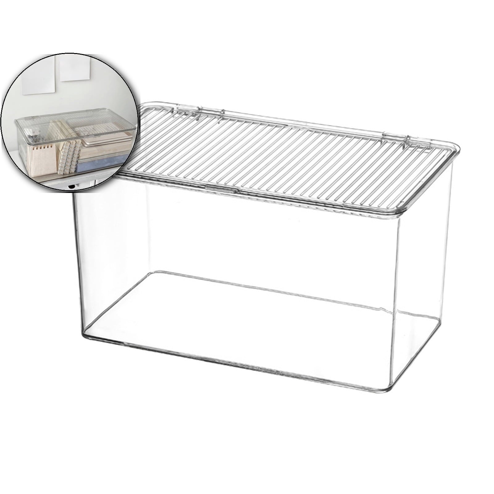Small Stackable Storage Bins with Hinged Lid, Acrylic Organizer Box, Clear Storage Box, Cosmetic Case for Home, Office