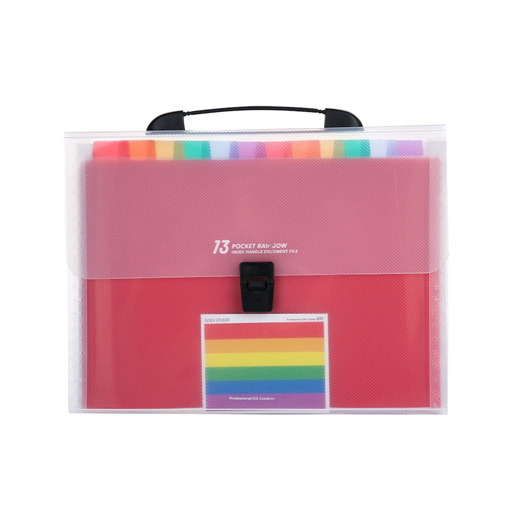 File Bag, 12.87x10.43x0.78 Inch Extended Folder with 13 Pockets Accordion File Storage Box with Labels Portable Paper...