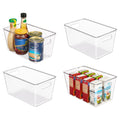 Clear Plastic Storage Bins, 4 PCS Pantry Organizer Bins with Handle,Medium