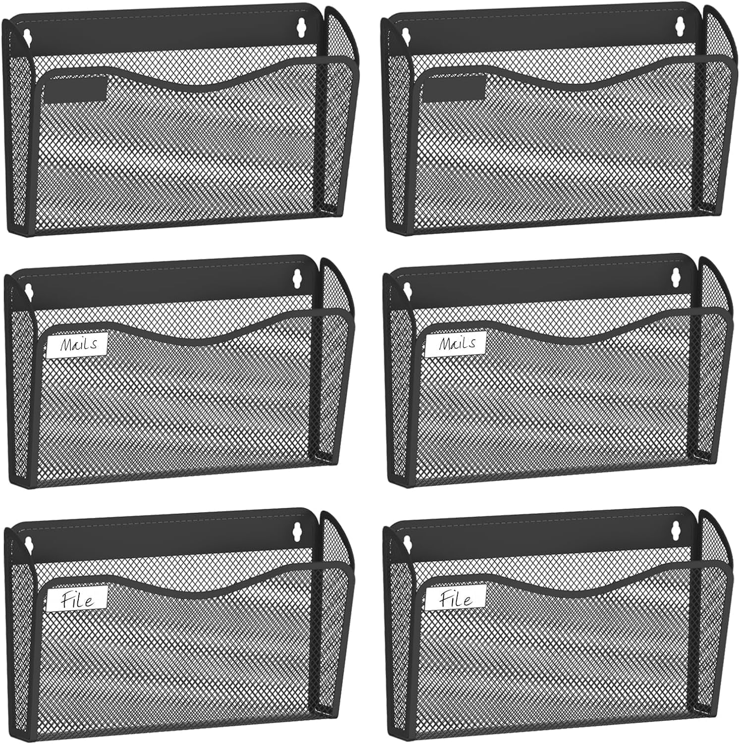 Wall File Organizer, Mesh Hanging File Organizer, Home Office Organization and Storage, 6 Single Pockets Document Mag...