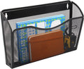 Wall Mount File Holder Mesh Single Pocket Hanging File Organizer Magazine Folder Basket ,Black
