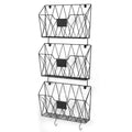 Wall-Mounted Document Organizer Office Metal Mail Rack Wall-mounted 3 Pockets File Rack Hook Attached Label Plate For...