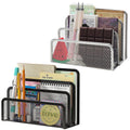 Organizer, Metal Mesh Letter Holder File Sorter, top Organizer for Home Office, 2 Pack, 6.8"x3.5"x5.1", Black+Silver