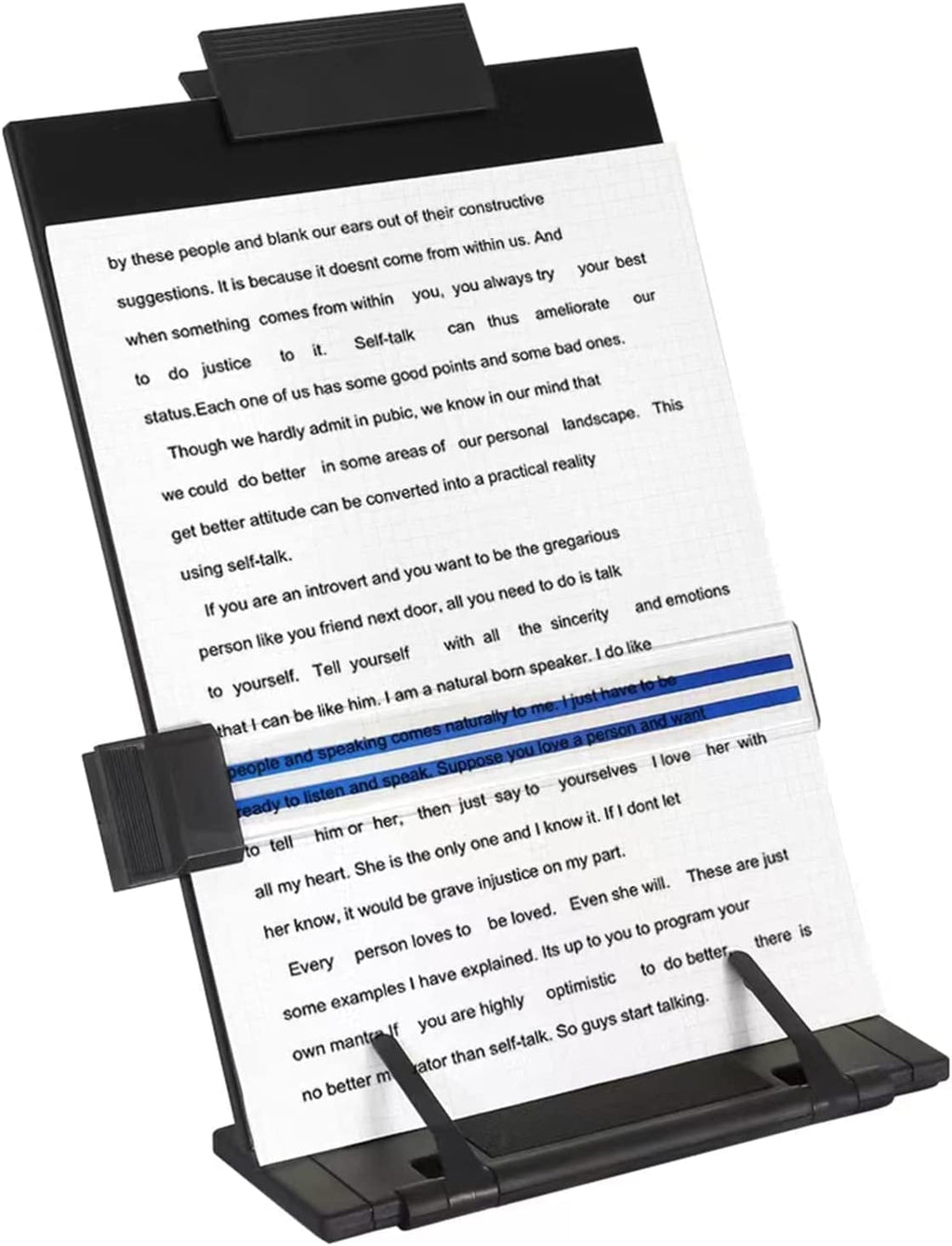 Holder Stand with 7 Adjustable Positions, Black Metal File Organizer Management Copyholder for Typing Speech Reading ...