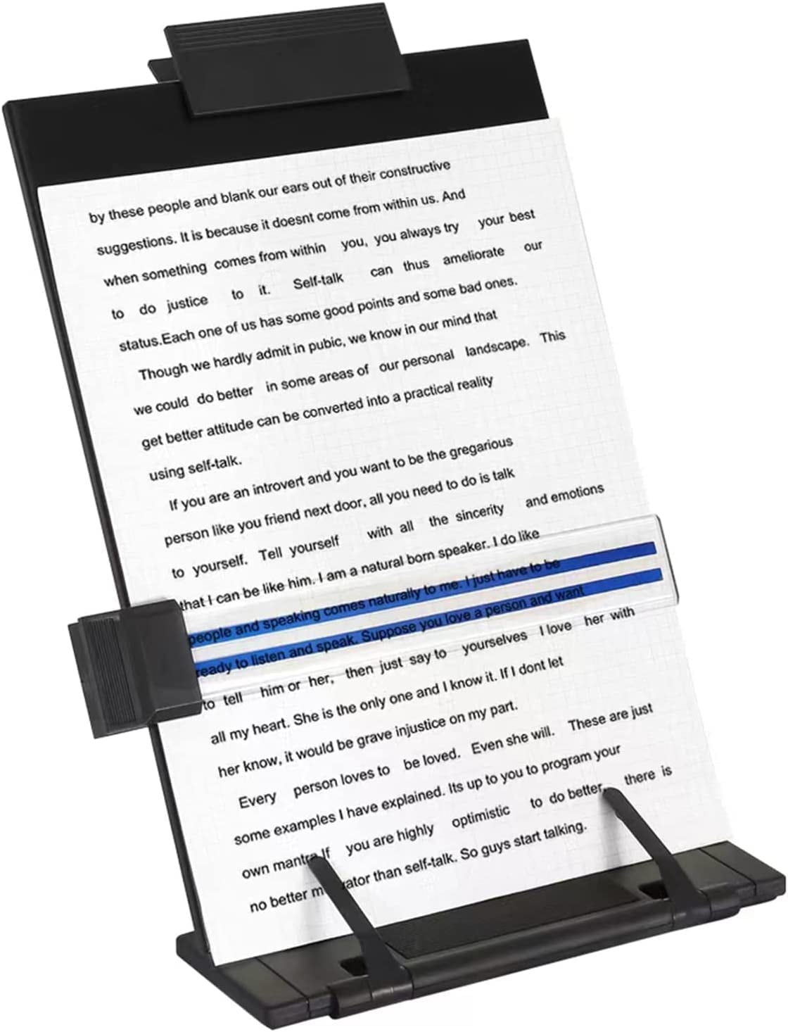 Holder Stand with 7 Adjustable Positions, Black Metal File Organizer Management Copyholder for Typing Speech Reading ...