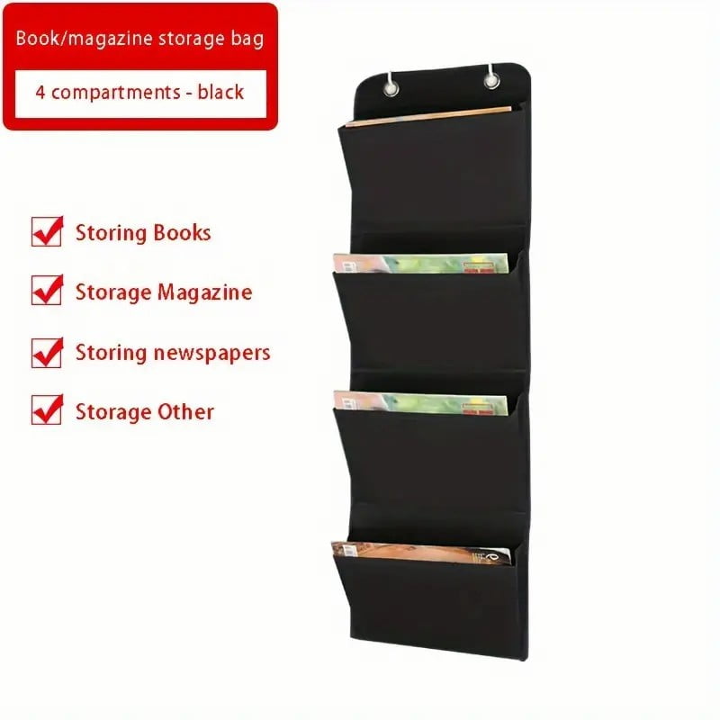 Oxford Cloth Hanging Wall File Organizer, Waterproof Office Folder Storage Pocket for Magazine, Book, Documents - Ove... - Image 2