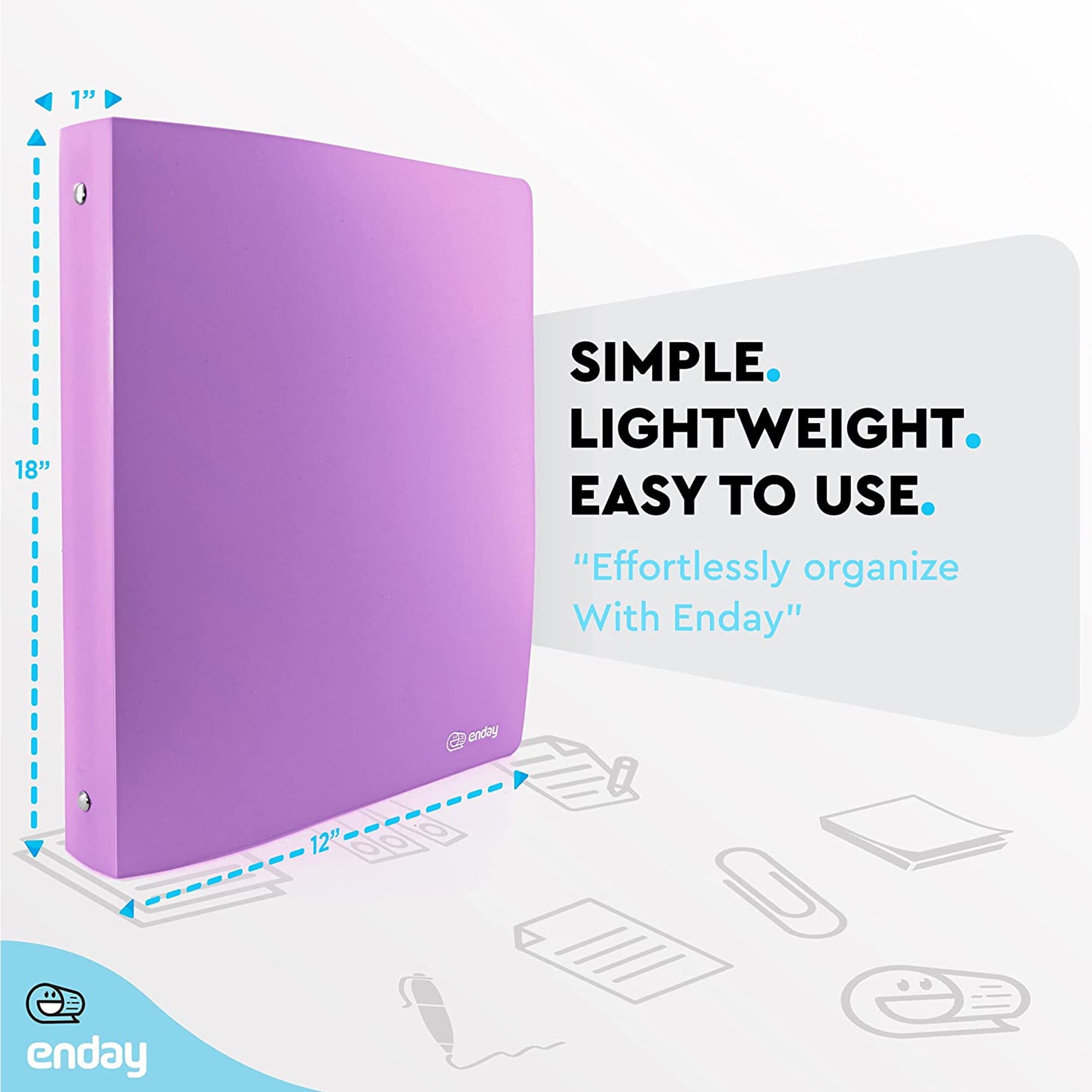 1 Inch 3 Ring Binder Presentation Book Office Supplies, Purple 2 Pack - Image 5