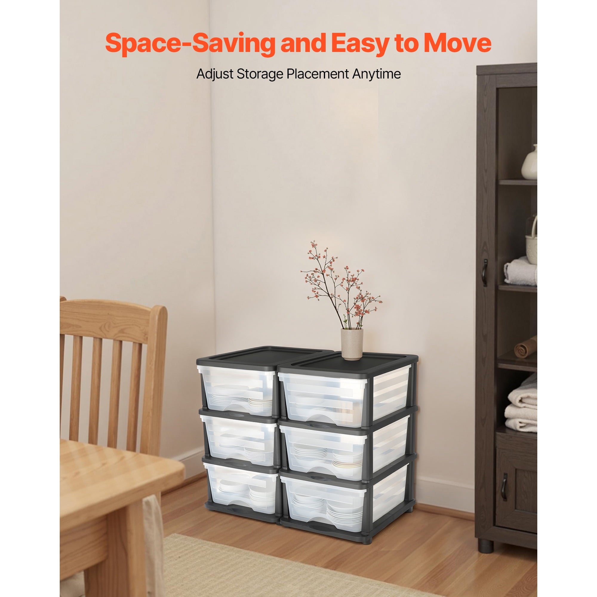 KFFKFF 100L 6 Storage Drawers, Sturdy Organizer , Clear Storage Bins for Office, Craft Rooms, and Home Organization - Image 4