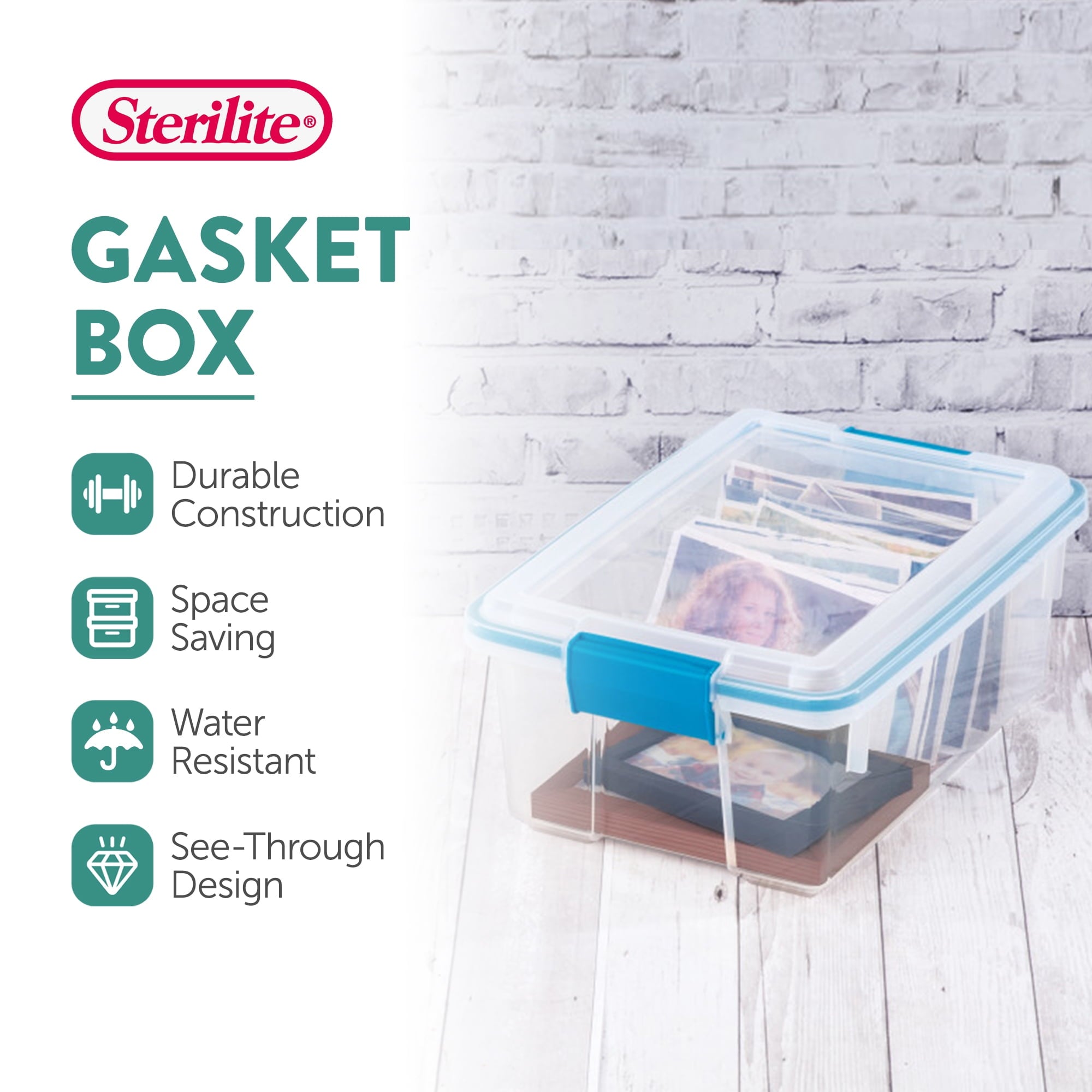 12 Qt Plastic Storage Bin Container Gasket Sealed Box, (6 Pack) - Image 3