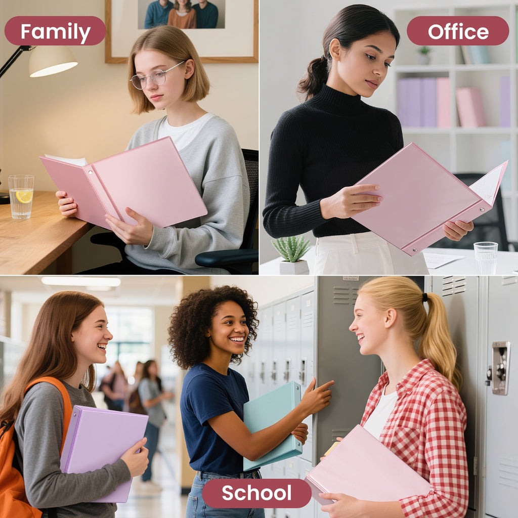 SUNEE 3 Ring Binder 3 Inch 4 Pack, 3" Large Clear View Binders Three Ring PVC-Free (Fit 8.5x11 Inches) for School or Office Supplies, Assort - Image 4