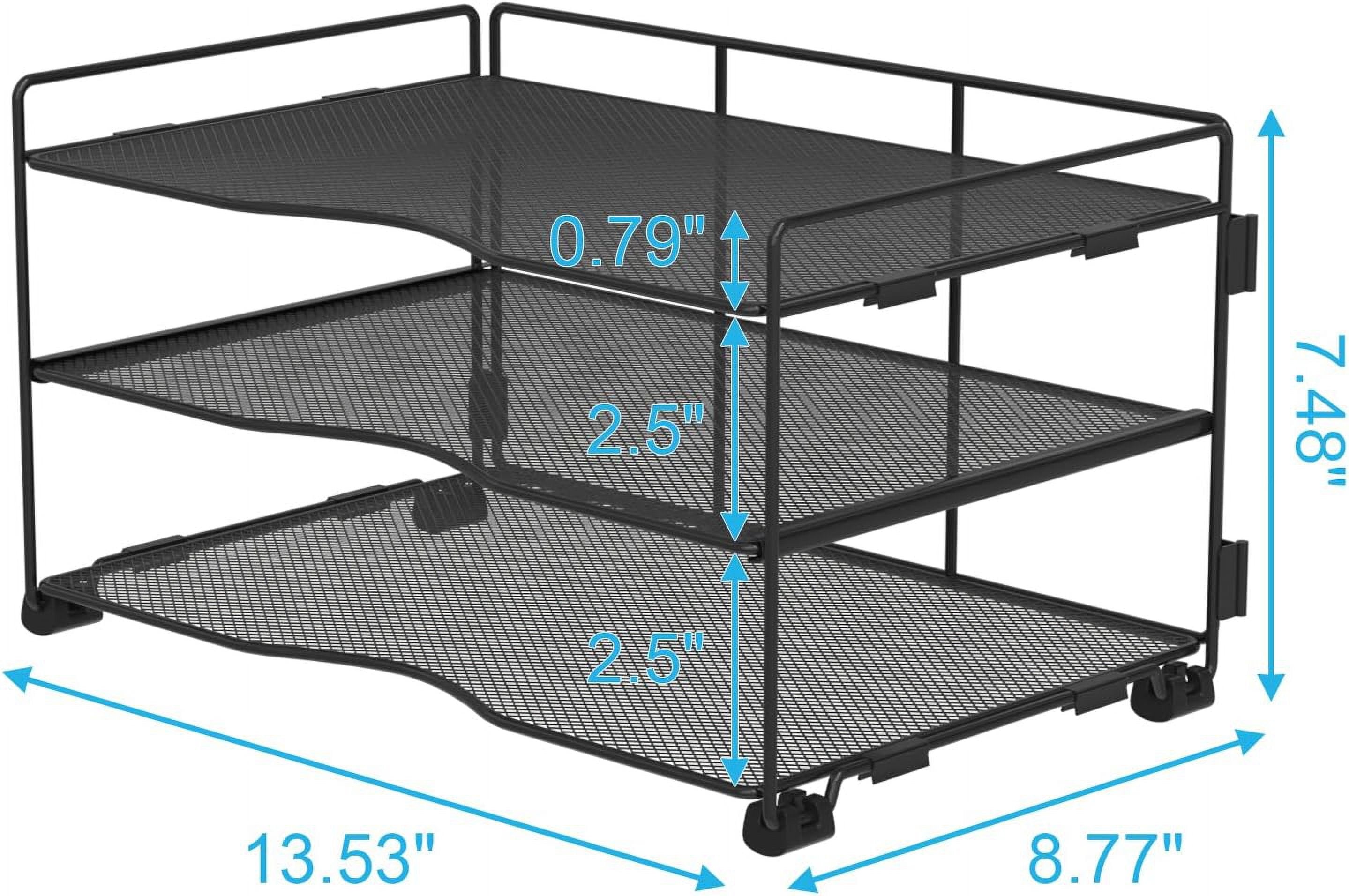 3 Tiers Paper Organizer , Mesh Desk File Organizer for Home Office, Black - Image 3