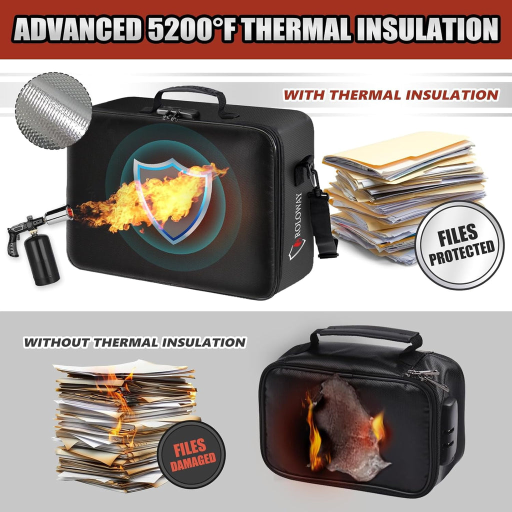 5200°F Fireproof Document Bag with Lock (17 x 12.3 x 5.3 inch), Upgraded Heat Insulated Fireproof Bag with Multi-Laye... - Image 5
