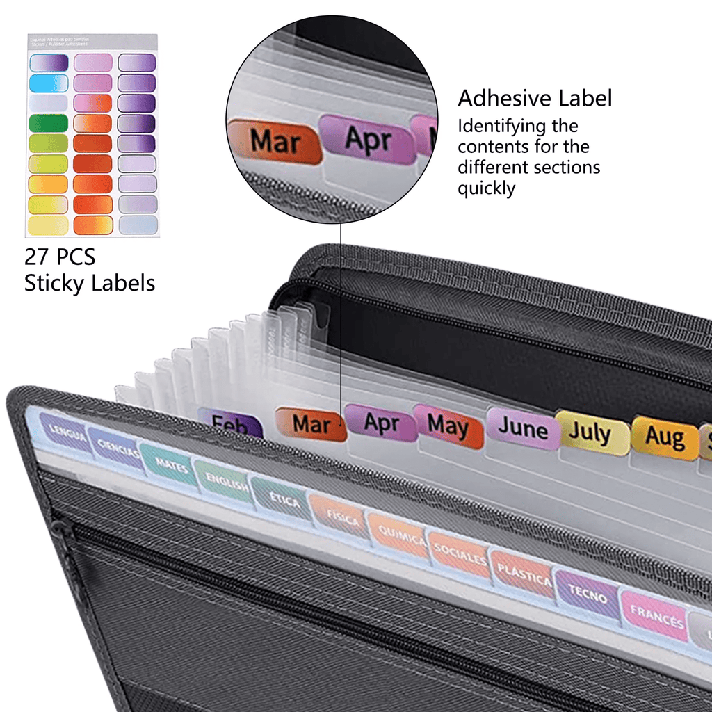 Accordion Expanding File,Accordion File Organizer with Zip Closure Expanding File Folder 13 Pockets Portable Letter A4 Paper Accordion File - Image 2