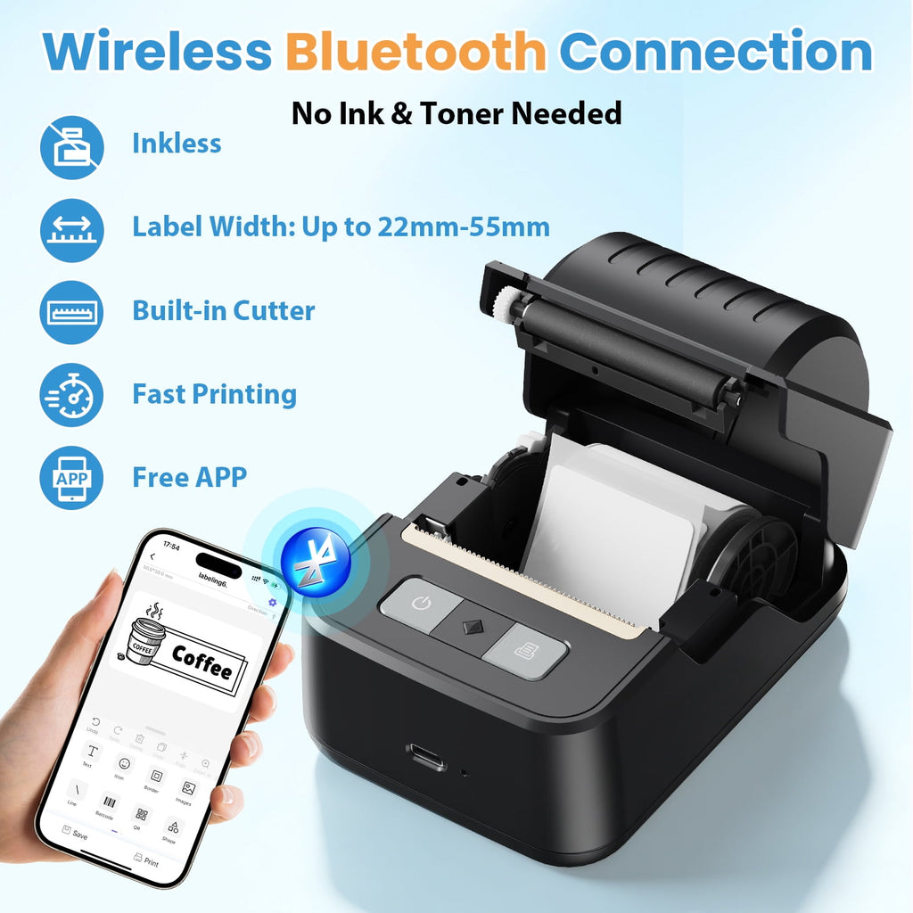2-Inch Portable Thermal Label Printer for Small Business Address, Barcode, Logo, Label Makers Compatible with iOS, An... - Image 5