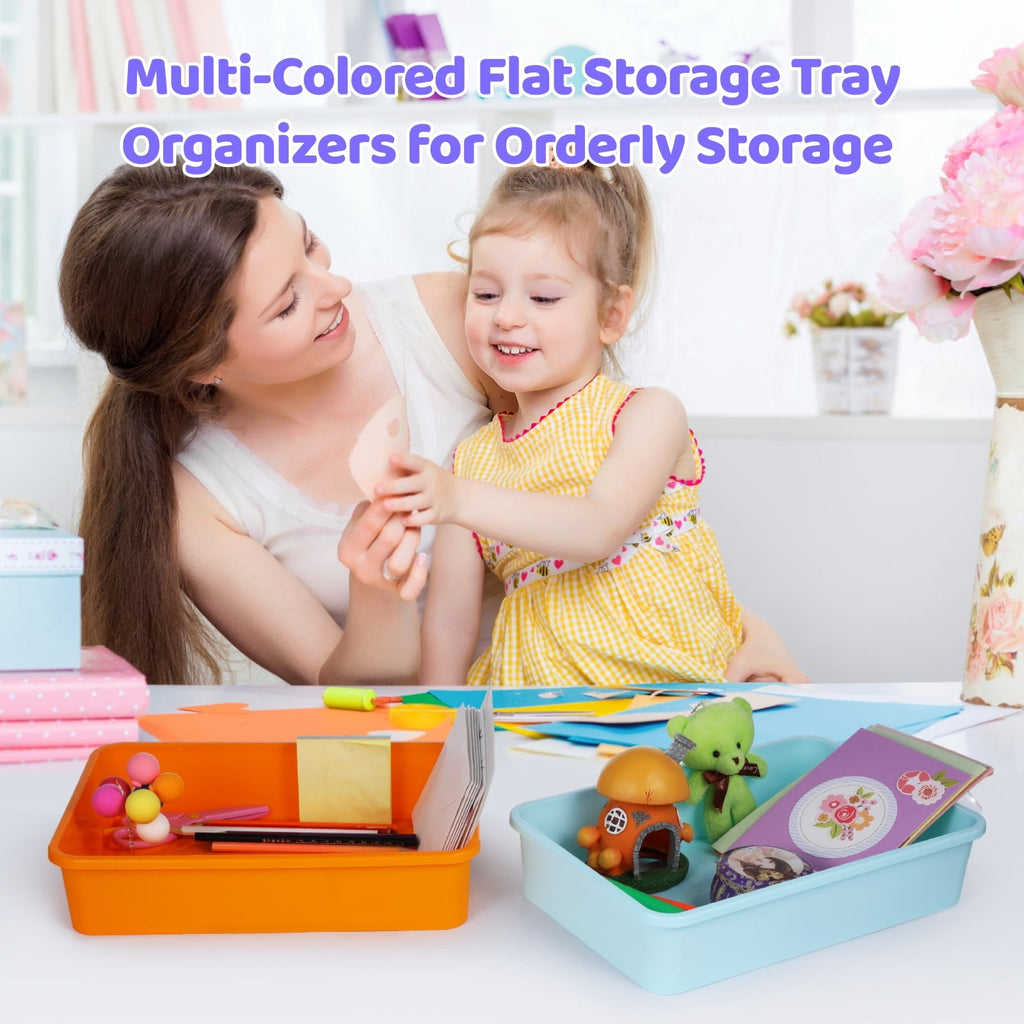 10 PCS Flat Storage Trays, Daily Items Organizer Bins Trays for Classroom Art Activity Plastic Stackable Trays File O... - Image 3