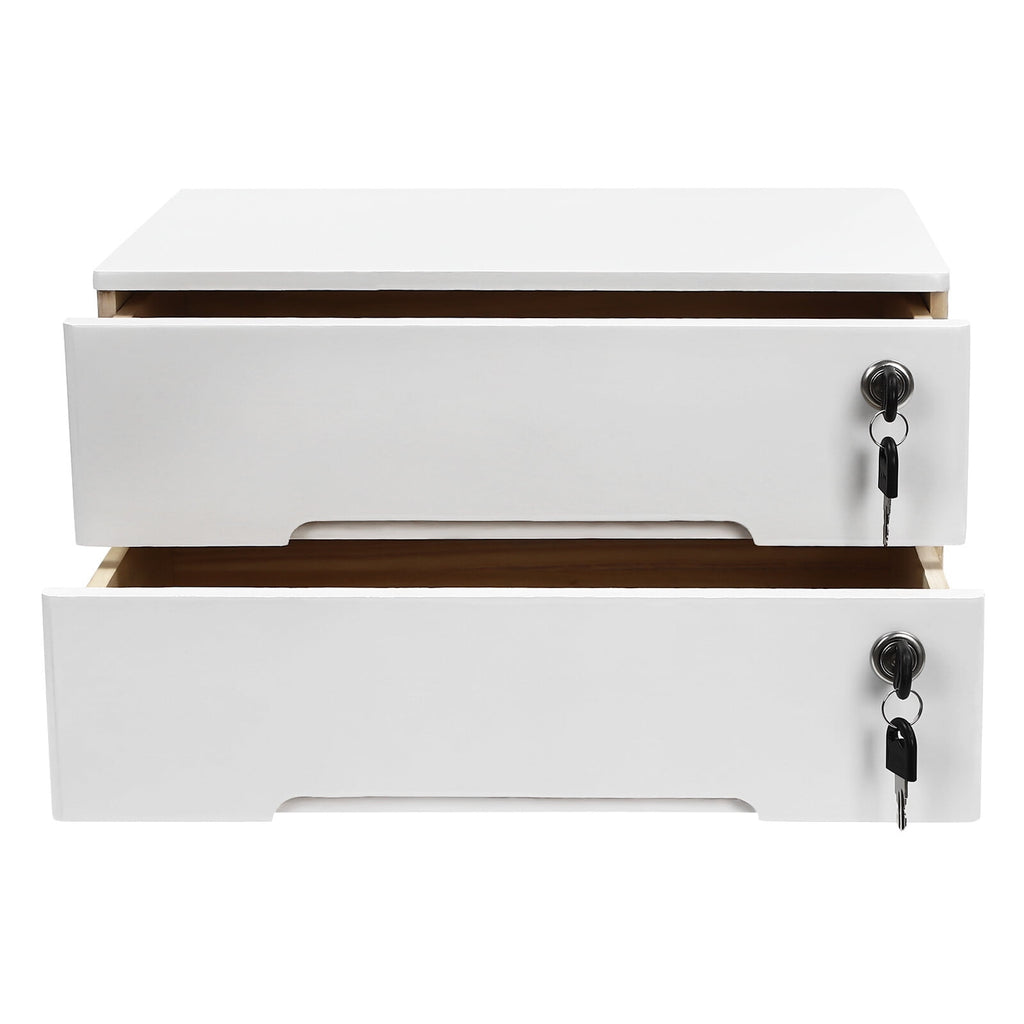 White Wooden Desktop Storage Box with Lockable Drawers, Office Supplies File Organizer, Flat File Cabinet - Image 5