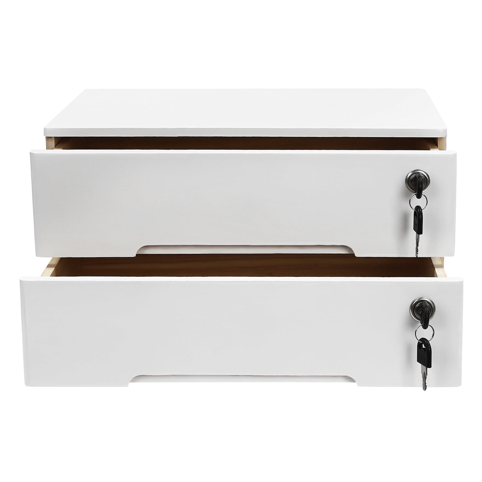 White Wooden Desktop Storage Box with Lockable Drawers, Office Supplies File Organizer, Flat File Cabinet - Image 5