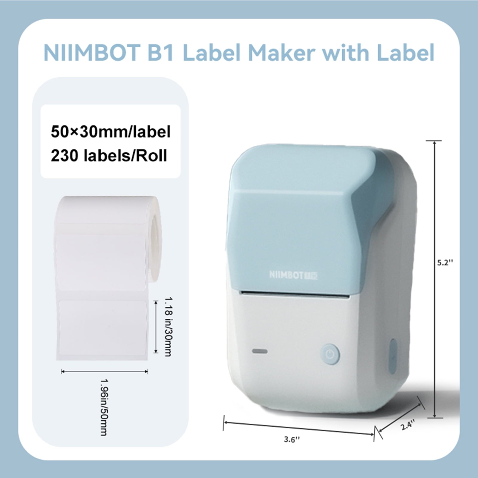 NIIMBOT B1 Label Makers, 2 Inch Bluetooth Label Maker Auto Identification Portable Label Printer (Cyan) - Image 3