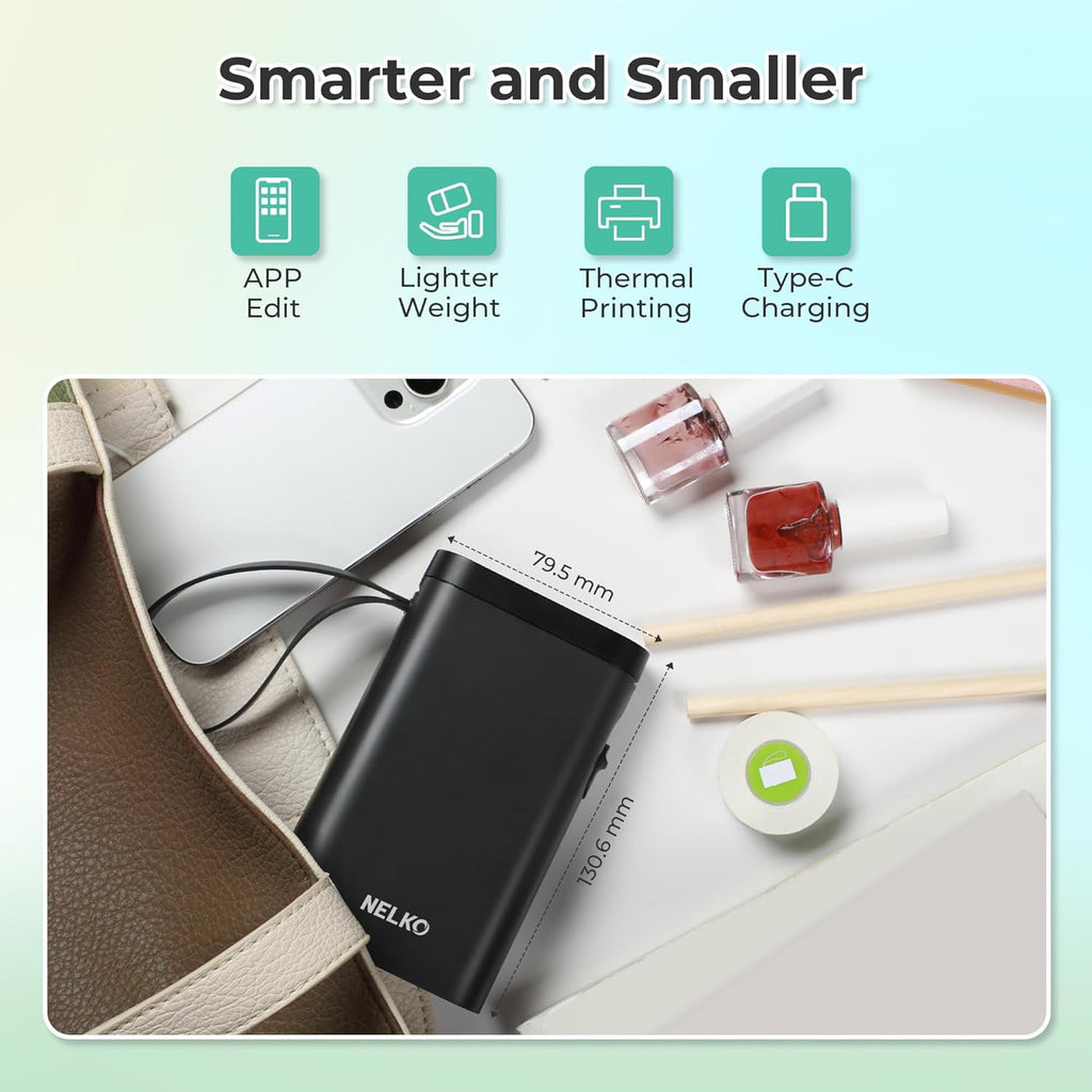 with Tape, Bluetooth Printer, Wireless Mini s with Multiple Templates for School Office Home, Black - Image 4