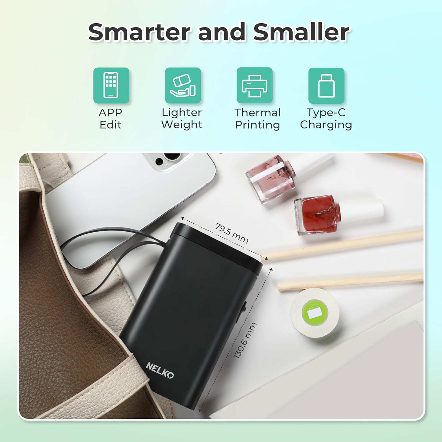 with Tape, Bluetooth Printer, Wireless Mini s with Multiple Templates for School Office Home, Black - Image 4