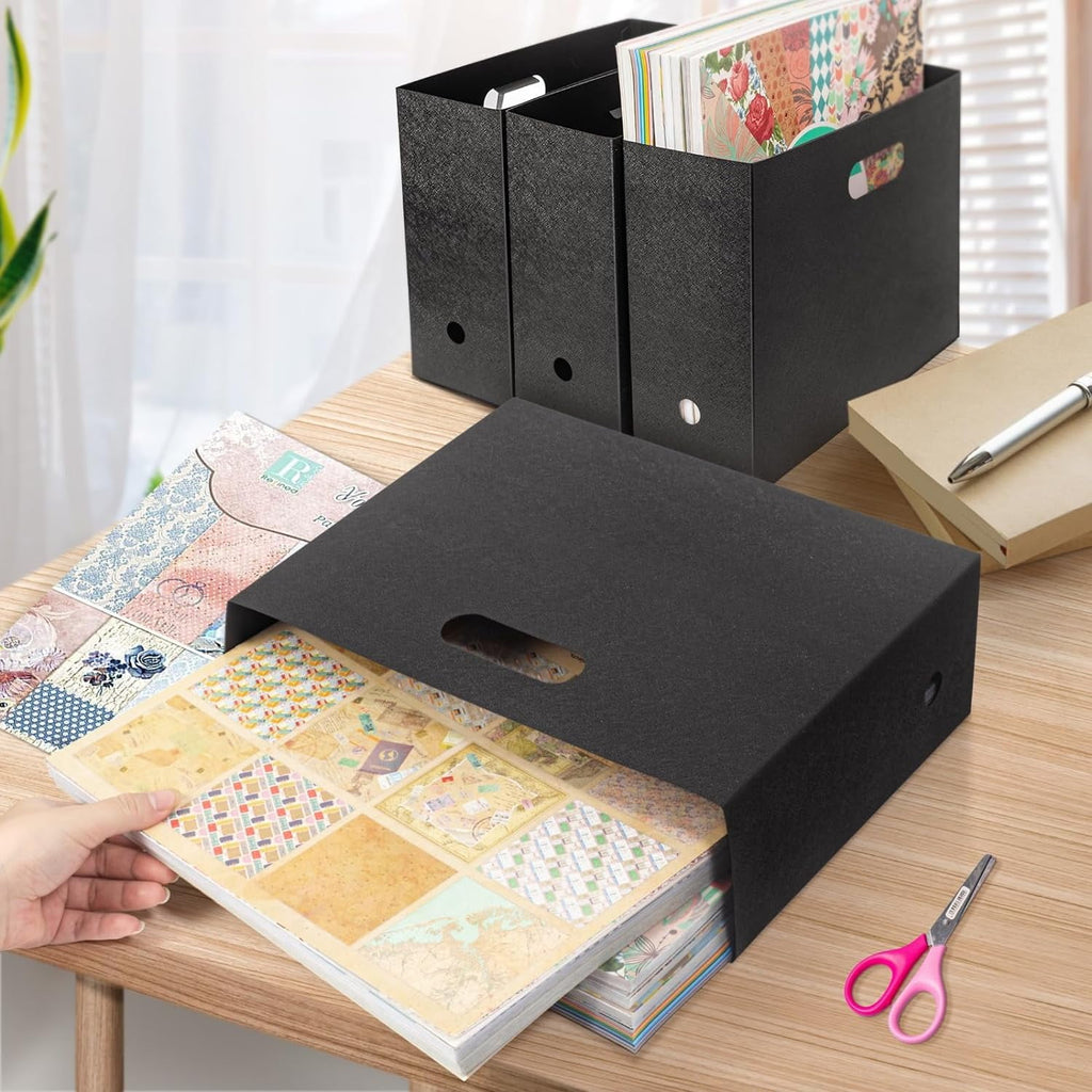 Foldable Scrapbook Paper Storage Organizer, 12x12 Scrapbook Paper Storage, Plastic File Organizer, Black, 3 Pack - Image 6