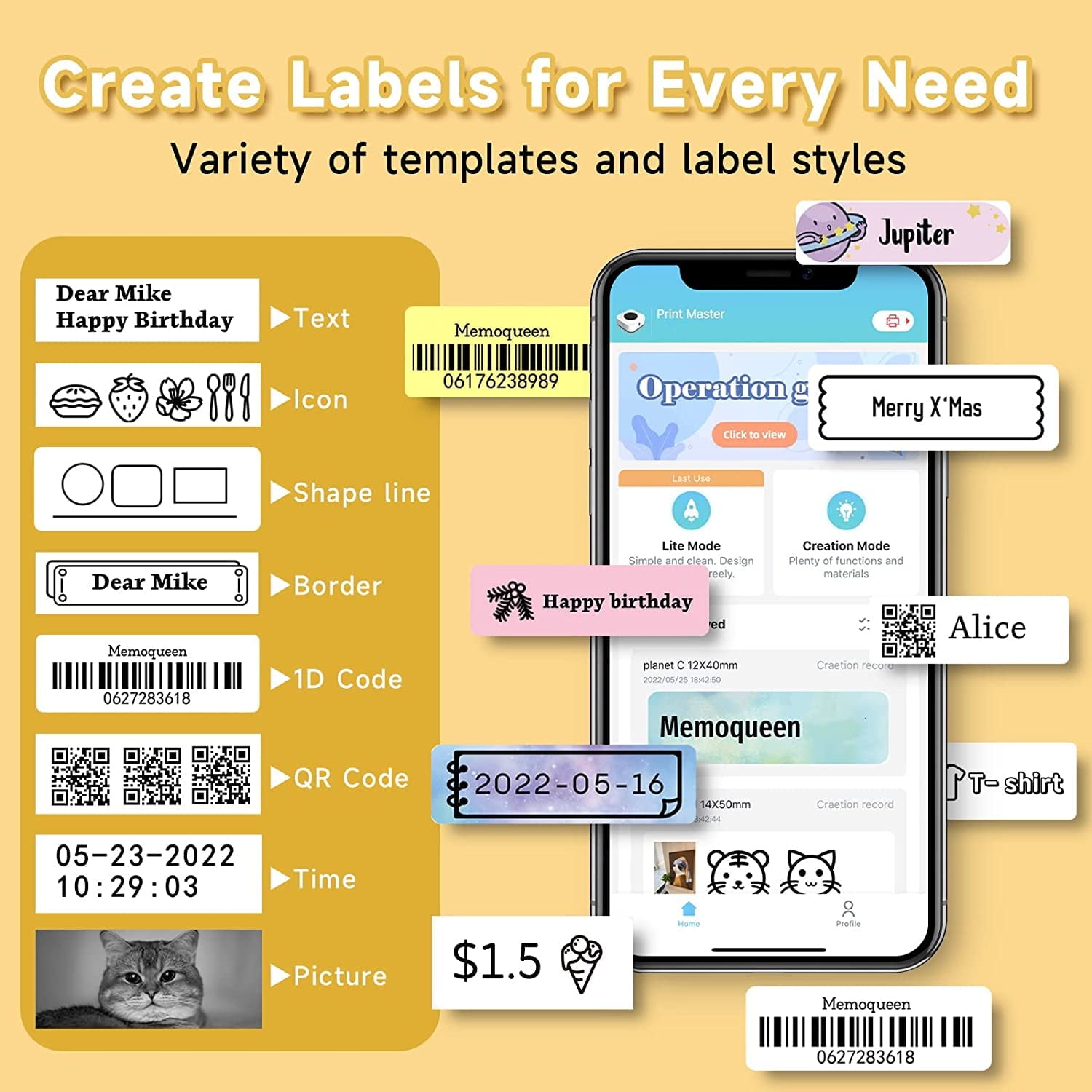 Label Maker with 3 Tapes, Bluetooth Label Maker, Small Thermal Printer Rechargeable Labeler, Handheld Sticker Labeler for School, Office, Ho - Image 5