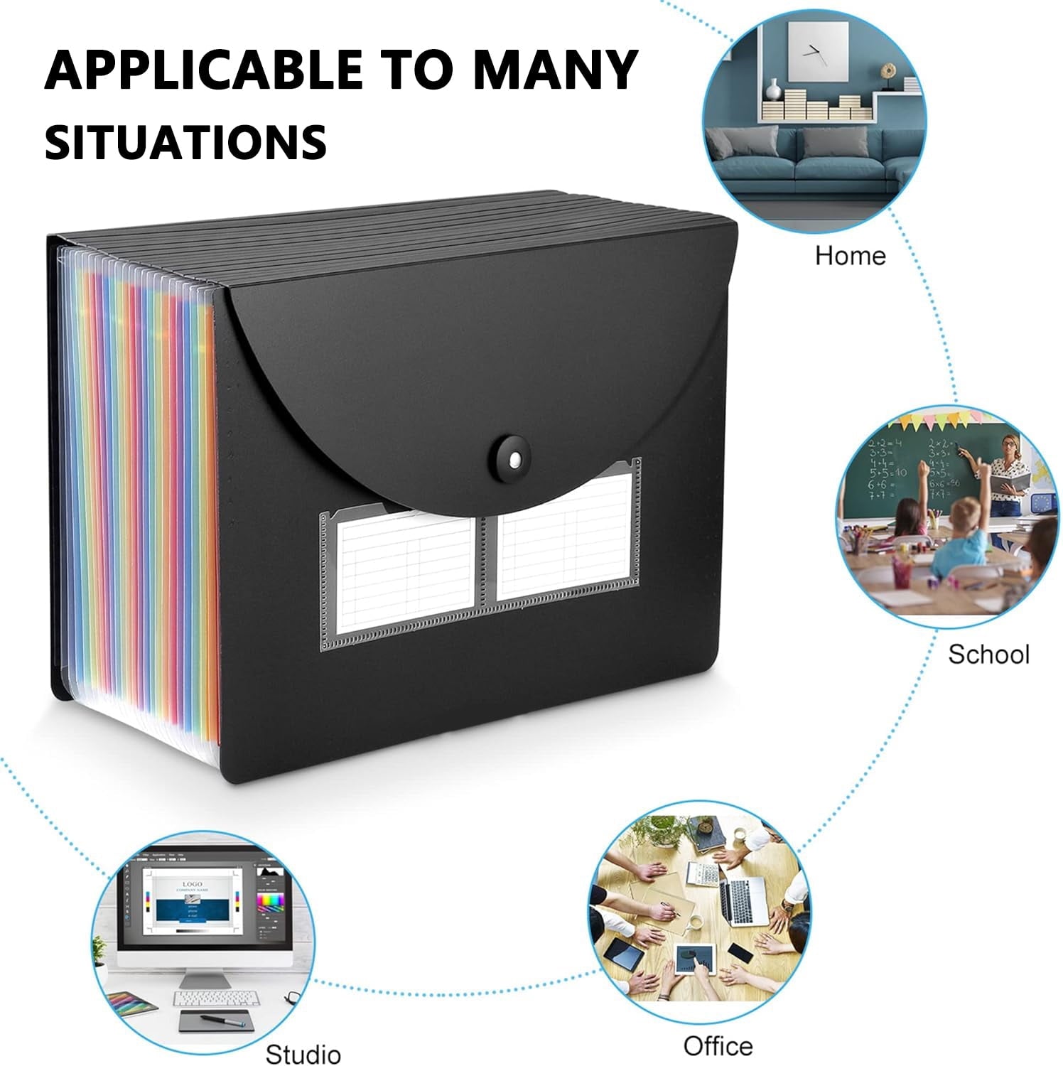 PHANCIR 24 Pocket Accordion File Organizer Thicker & Sturdy, Freestanding File Paper Folder with Labels for Classroom, Home, Office and Trav - Image 2