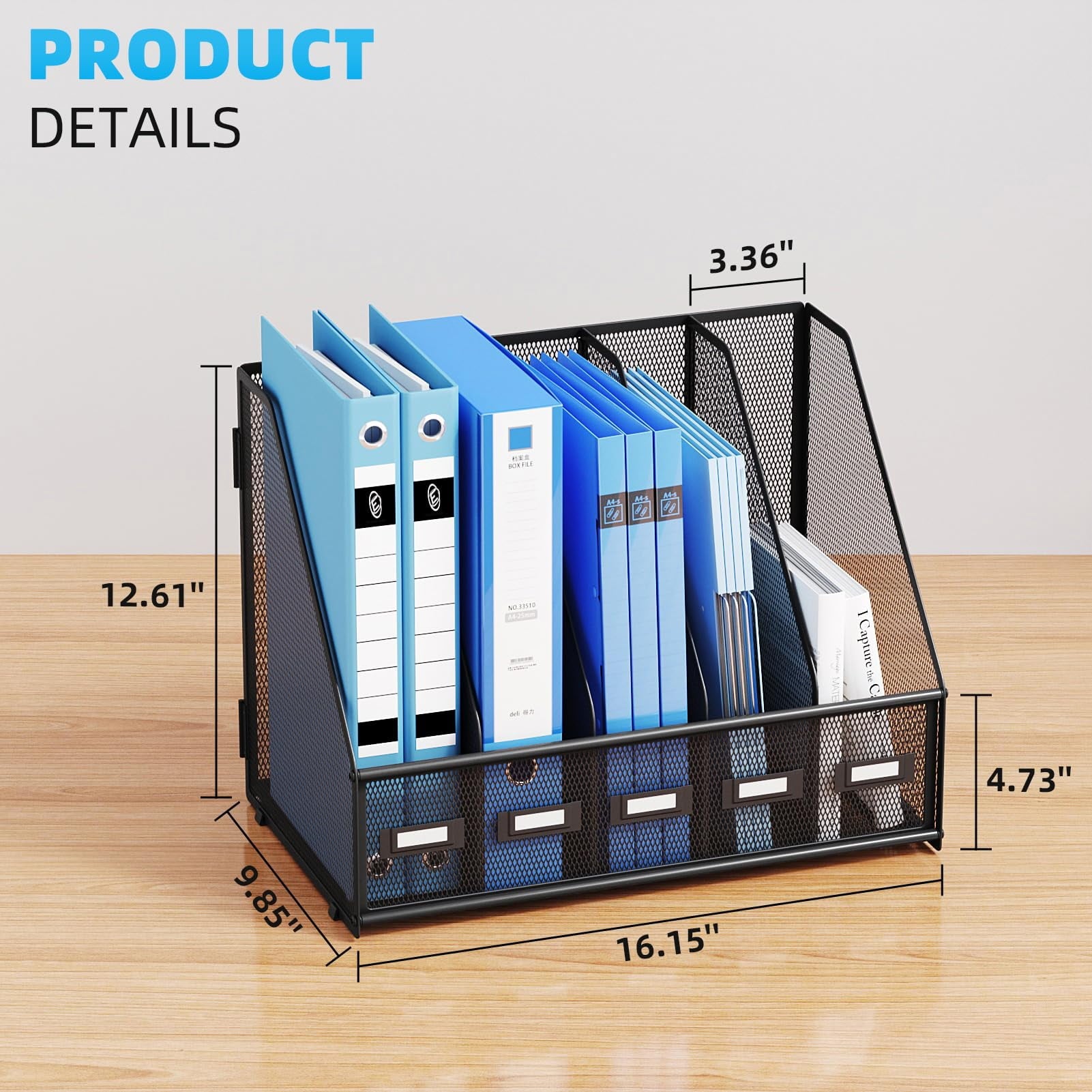 for Desk,Desk with 5 Vertical Compartments Mesh Magazine Holder for Office Home - Image 2