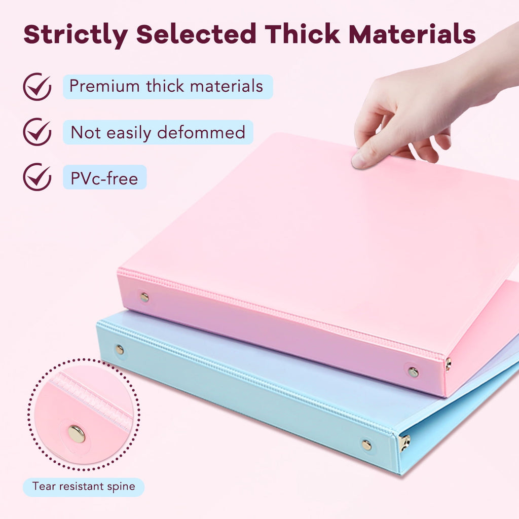 3 Ring 1 inch Binders Round Ring View Notebooks Binders O-ring 3 Ring 200 Sheets of Letter Size Paper Organizer with Pockets 4-Pack Assorted - Image 2