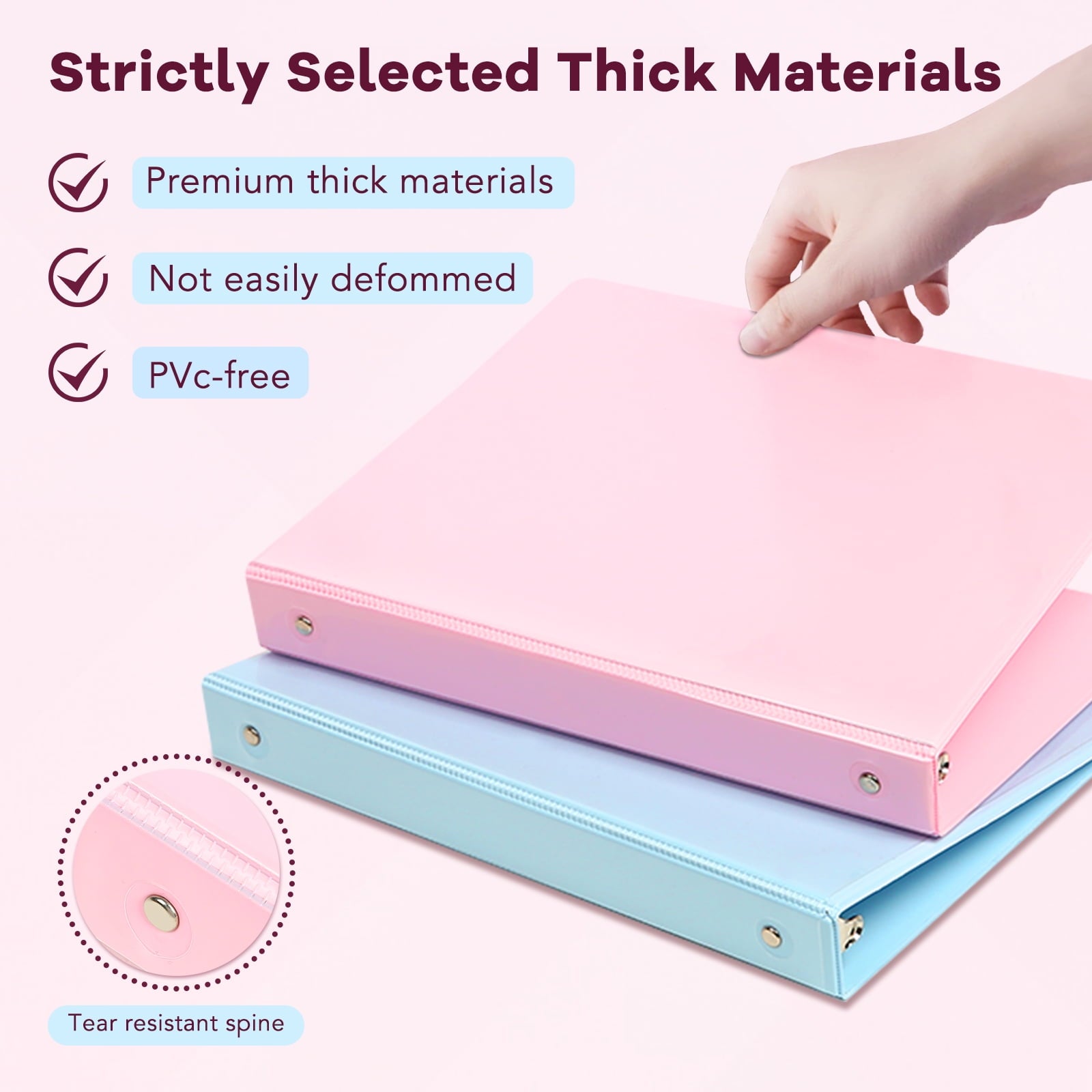 3 Ring 1 inch Binders Round Ring View Notebooks Binders O-ring 3 Ring 200 Sheets of Letter Size Paper Organizer with Pockets 4-Pack Assorted - Image 2