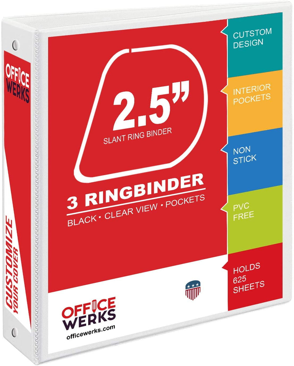 3 Ring Binder, Professional D Ring Binder, Presentation Folder 8.5 x 11 with Pockets, Clear View White Binder (2.5 Inch (12 Pack), White) - Image 2