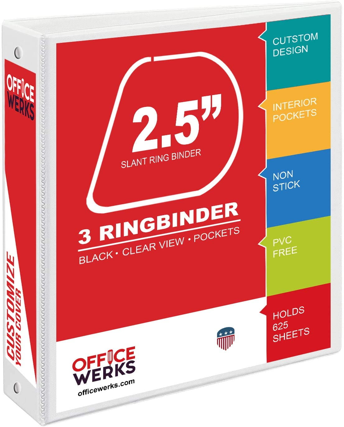 3 Ring Binder, Professional D Ring Binder, Presentation Folder 8.5 x 11 with Pockets, Clear View White Binder (2.5 Inch (12 Pack), White) - Image 2
