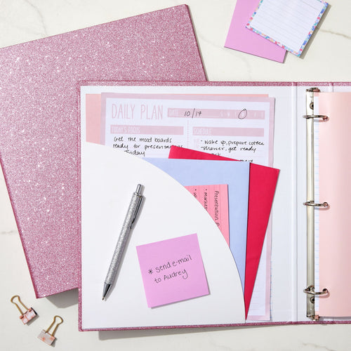 2 Pack Sparkly Pink 3 Ring Binder with 2 Inch Rings, Glitter File Folder Pockets for Office Supplies, Planner, Portfolio, 350 Sheet Capacity - Image 2