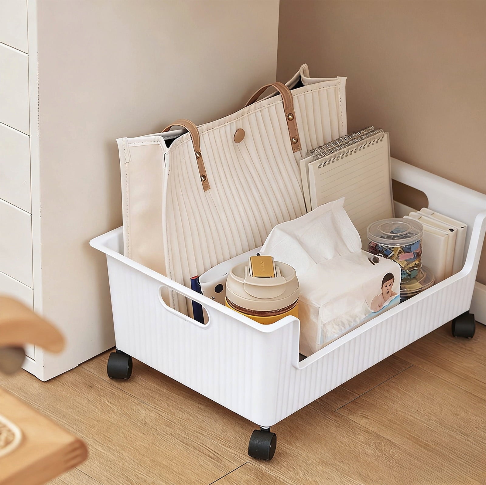 Under Desk Rolling Storage Cart with Wheels Mobile Organizer Bin for Books Toys Office Supplies Bedroom Closet Storag... - Image 3