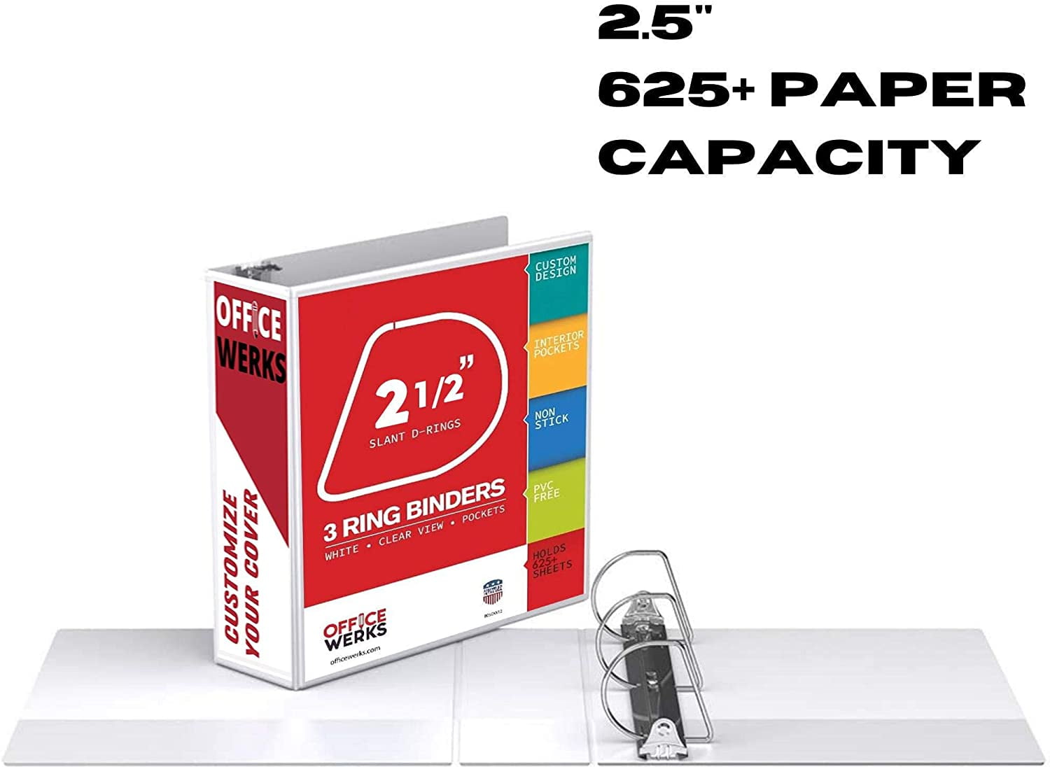 3 Ring Binder, Professional D Ring Binder, Presentation Folder 8.5 x 11 with Pockets, Clear View White Binder (2.5 Inch (12 Pack), White) - Image 3