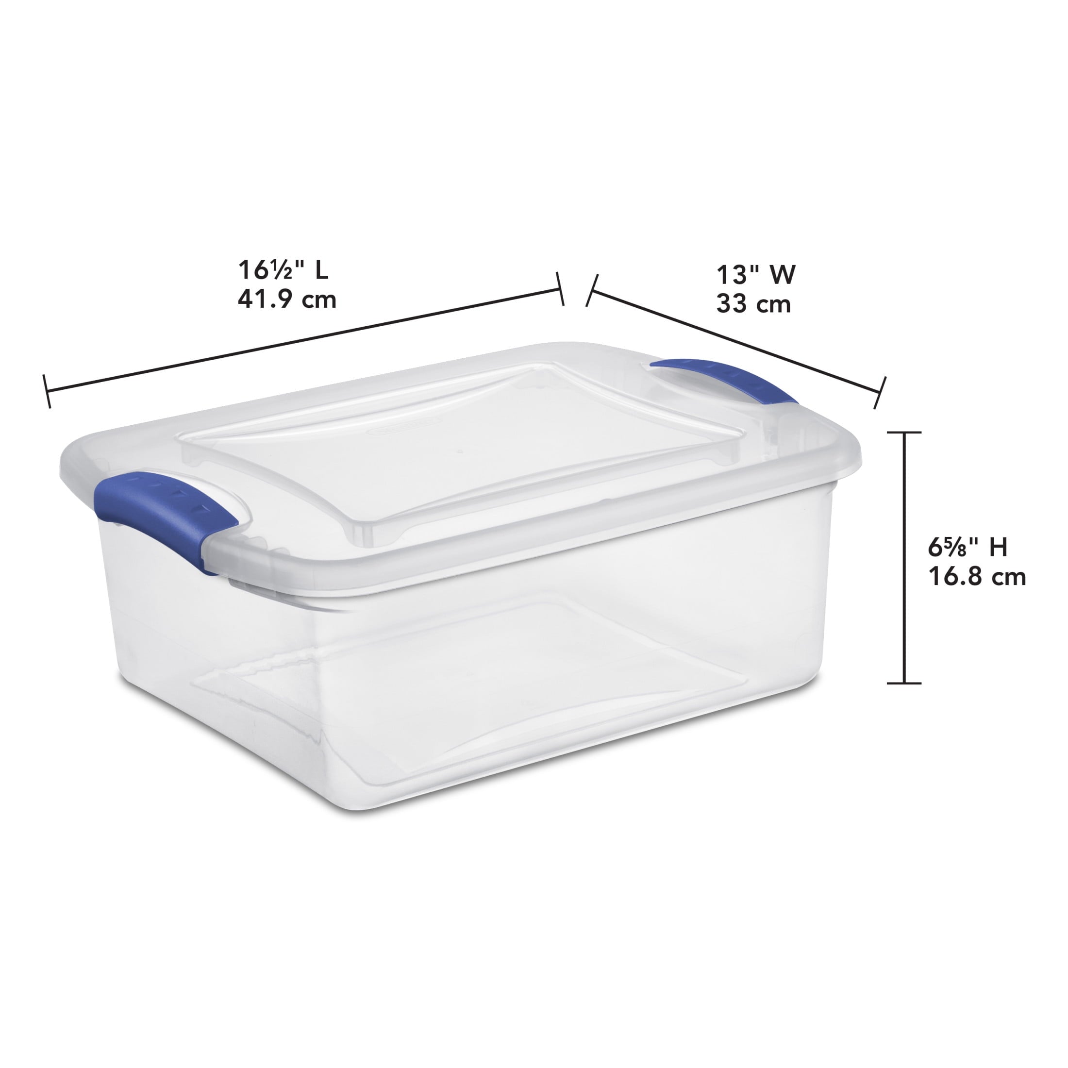 Sterilite 15 Quart Small Latching Storage Bin, Clear Plastic Storage Container with Latch Lid, Blue - Image 2