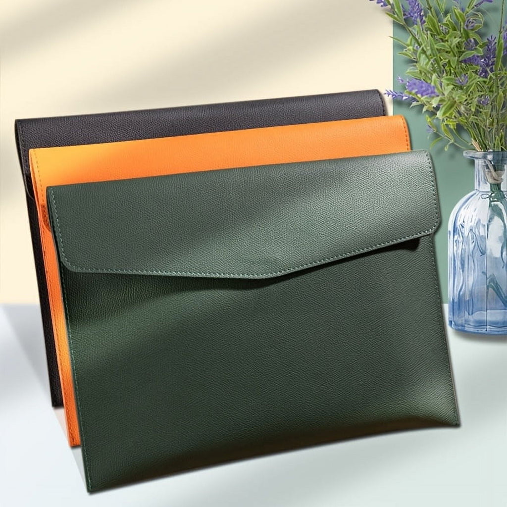 A4 Leather Document Folder, Waterproof Business File Organizer with Snap Closure, Portable Portfolio Case for Office ... - Image 2