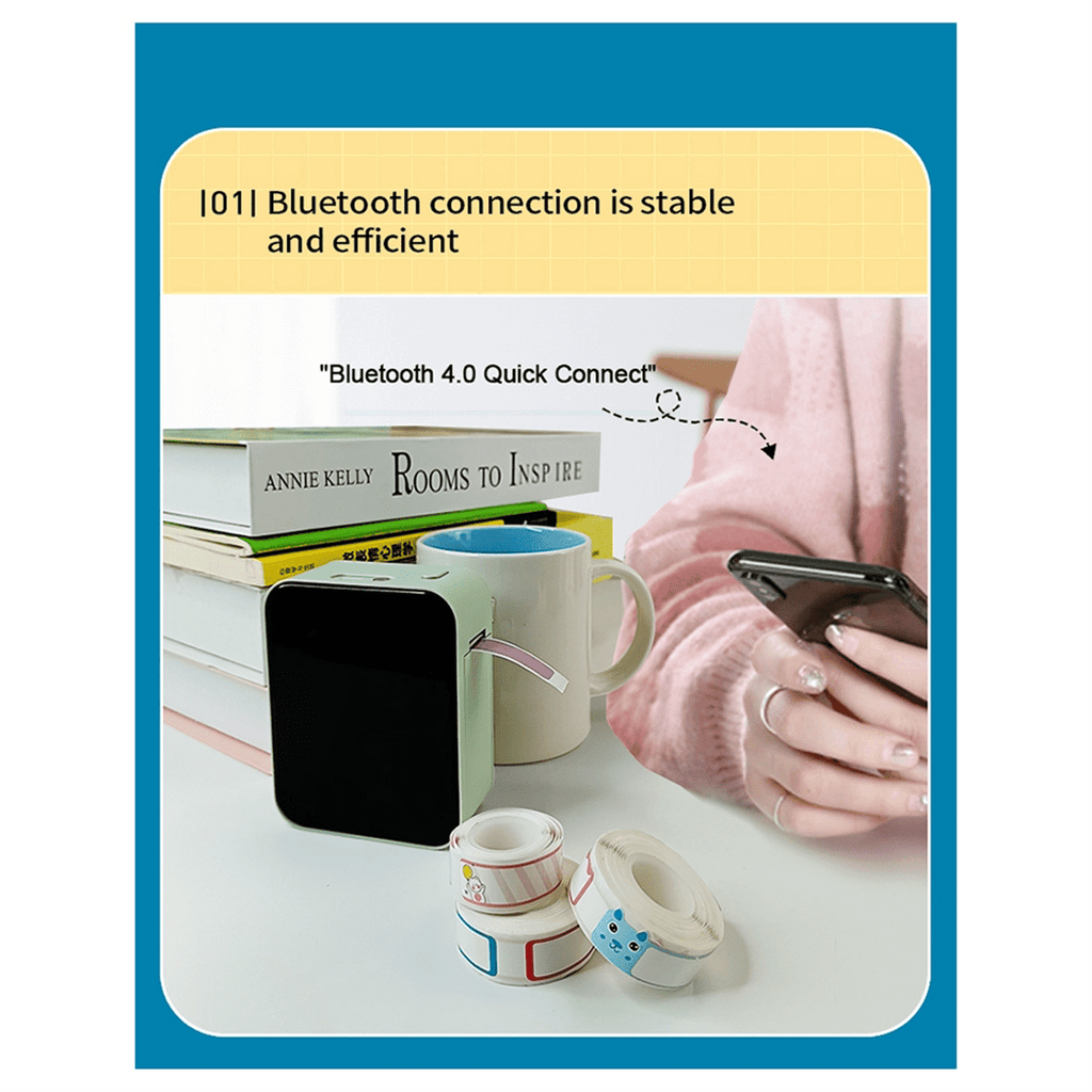 Wireless Bluetooth Thermal Label Printer Mini Portable Adhesive Label Maker Fast Printing Milk Tea White - Image 5