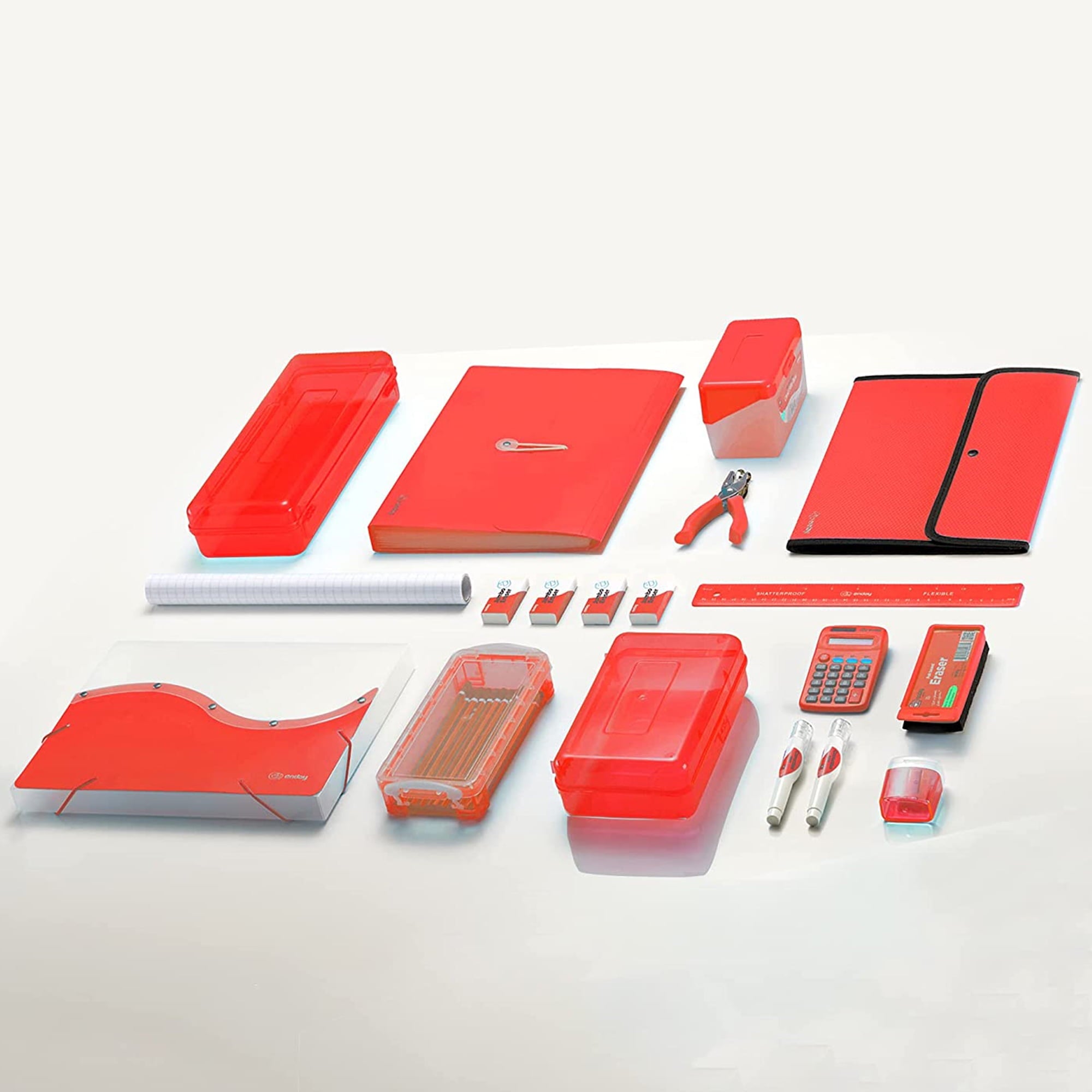 ½ Inch 3 Ring Binder .5 inch Red Clear View Cover with 2 Inside Pockets, Colored School Supplies Office and Home Binders - Image 3