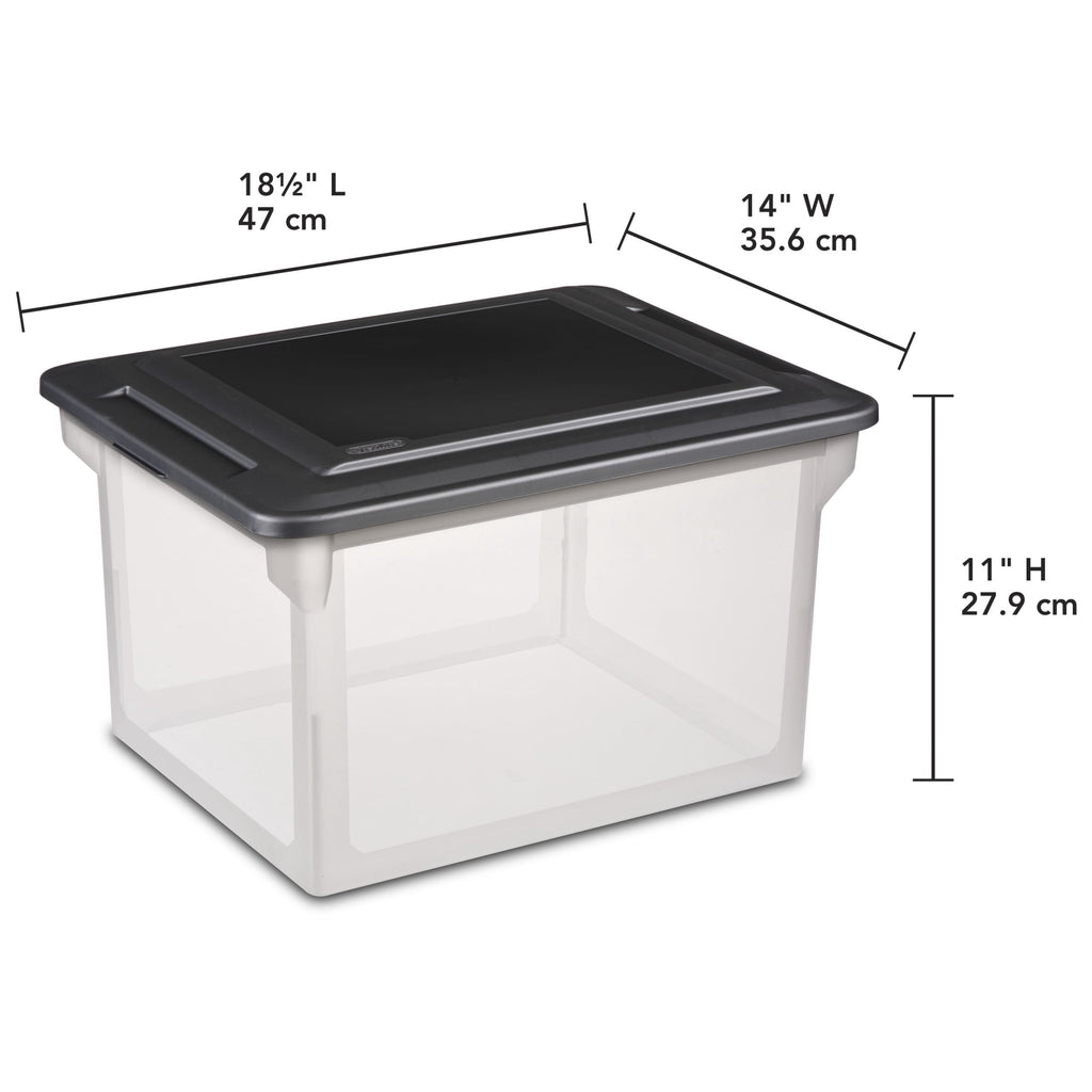 (6 pack) Sterilite File Box, Clear Plastic Bin with Black Lid, Letter or Legal-sized File Storage, Black - Image 3