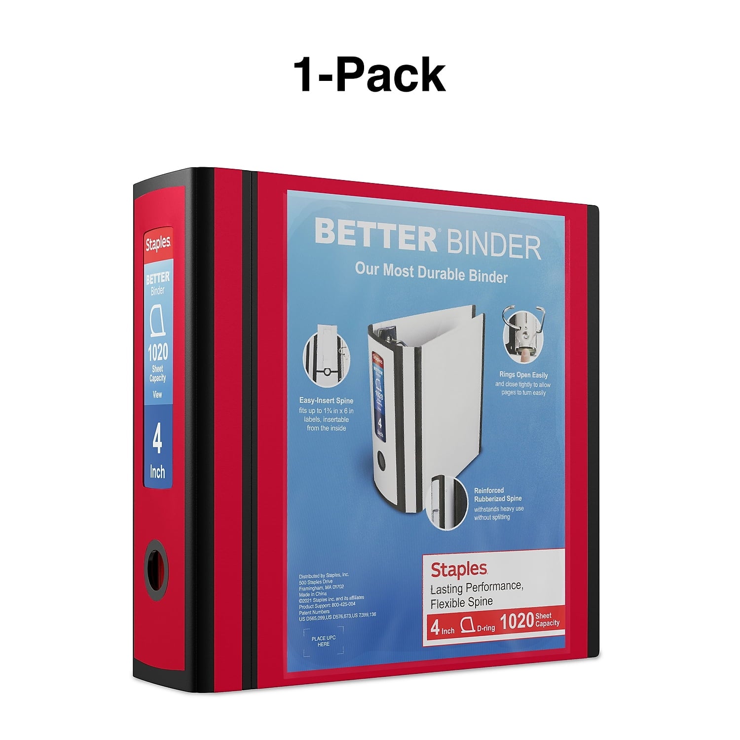 Better 4-inch 3 Ring View Binder Red 1618291 - Image 6