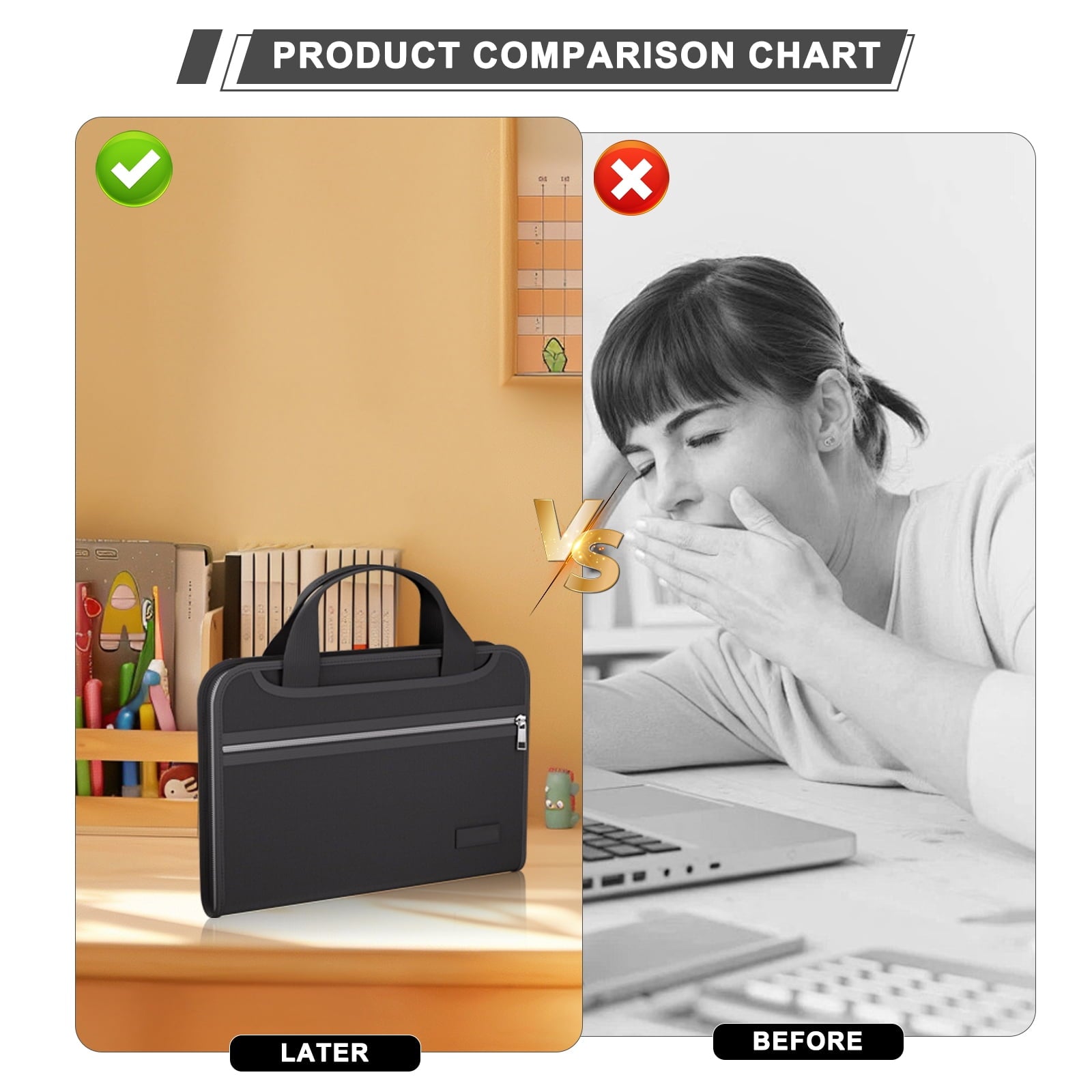 Organizer,Fireproof Expanding Folder with Multi Pockets,13 Pockets Document Organizer with Handle & Labels notesPorta... - Image 3