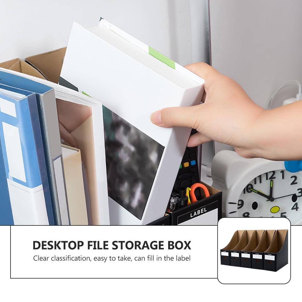 Set of 5 Office File Storage Holders, Magazine Organizers, and Document Storage Boxes for Desk and Workspace Organization - Image 5