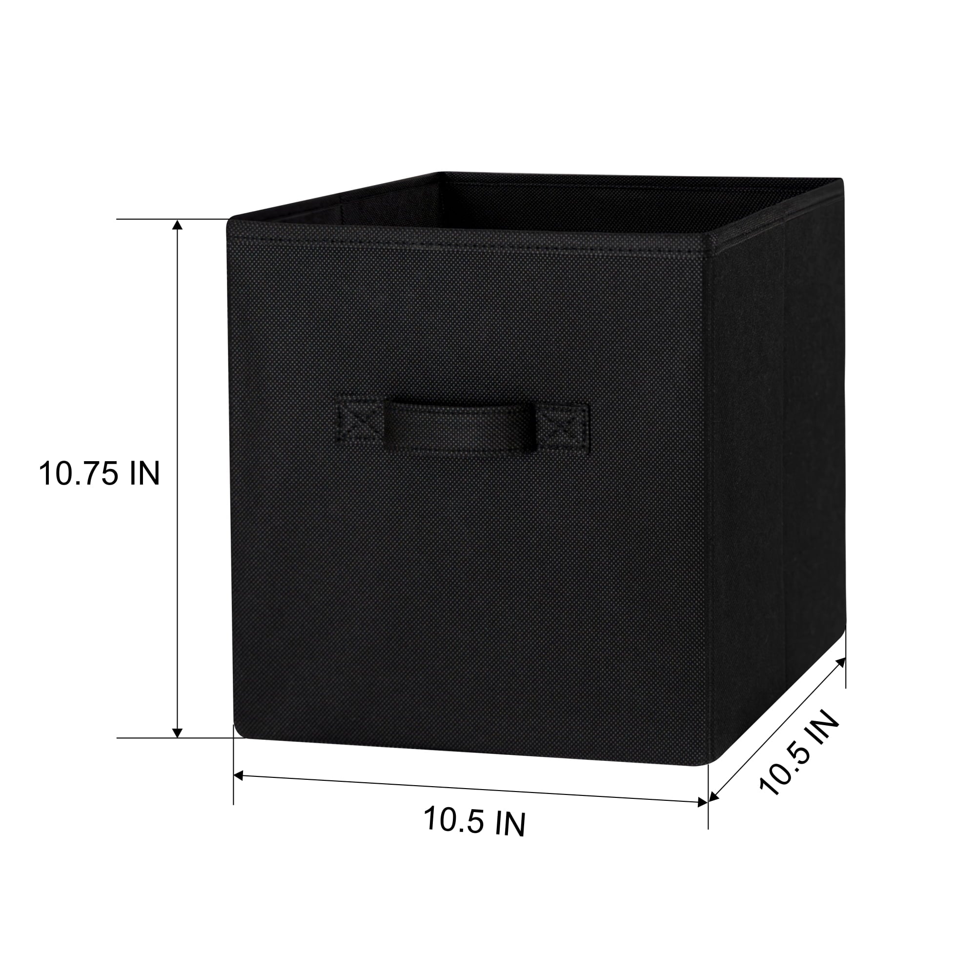 Mainstays Collapsible Cube Fabric Storage Bins (10.5" x 10.5"), 6 Pack, Rich Black - Image 6